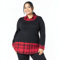 Style & Co Plus Size Layered-Look Plaid Sweater Top, Size: 0X by Vanessa Jane