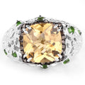 4.13 Carat Genuine Citrine, Chrome Diopside & Champagne Diamond .925 Sterling Silver Ring by Bids.com