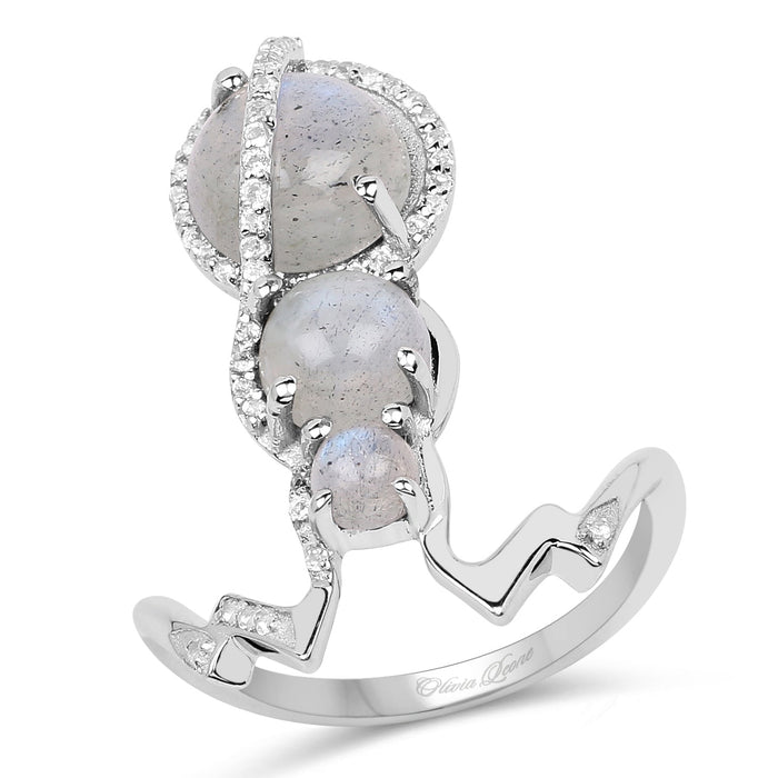 2.79 Carat Genuine Labradorite And White Topaz .925 Sterling Silver Ring by Bids.com
