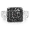 0.55 Carat Genuine Black Diamond and White Diamond .925 Sterling Silver Ring by Bids.com