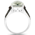 4.41 Carat Genuine Green Amethyst and Green Diamond .925 Sterling Silver Ring by Bids.com