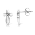 .925 Sterling Silver Prong Set Diamond Accent Floral Cross Stud Earring (I-J Color, I1-I2 Clarity) by Bids.com