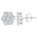 Sterling Silver 2 cttw Floral Composite 7 Stone Diamond Stud Earring (I-J, I1-I2) by Bids.com