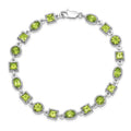 Genuine Green Peridot Sterling Silver Link Bracelets by Fine Color Jewels