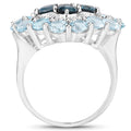 6.54 Carat Genuine London Blue Topaz, Blue Topaz and White Topaz .925 Sterling Silver Ring by Bids.com