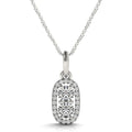Outer Oval Shaped Two Stone Diamond Pendant in 14k White Gold (5/8 cttw) by Bids.com