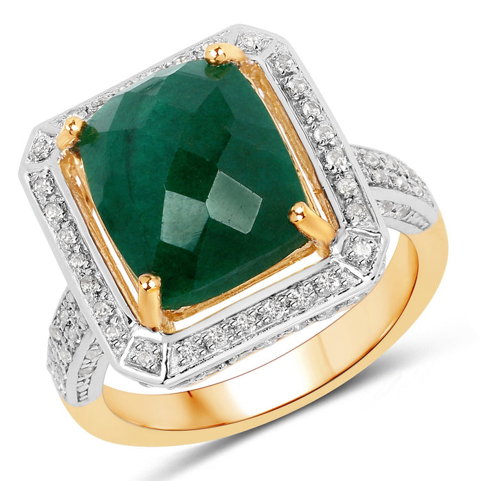5.18 Carat Dyed Emerald and White Topaz .925 Sterling Silver Ring by Bids.com