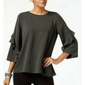 Alfani Women's Ruffled-Sleeve Zip-Back Top by Vanessa Jane