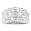 .925 Sterling Silver 1.0 Cttw Baguette-Cut Diamond 6-Row Channel Set Domed Tapered Cocktail Fashion Ring (H-I Color, I2-I3 Clarity) - Size 6-1/2 by Bids.com