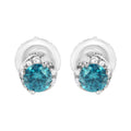 14K White Gold 1/2 cttw White and Treated Blue Round Diamond Earrings (I-J I2-I3) by Bids.com