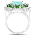 5.49 Carat Genuine Emerald, Chrome Diopside and White Diamond .925 Sterling Silver Ring by Bids.com