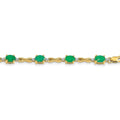 Genuine Emerald Diamond Bracelets 14K Yellow Gold by Fine Color Jewels