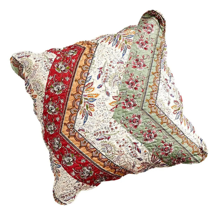DaDa Bedding Bohemian Cranberry Sage Chevron Floral Euro Pillow Sham Cover, 26" x 26" (JHW924) by DaDalogy Bedding Collection