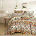 DaDa Bedding Bohemian Floral Paisley Garden Coral Teal Quilted Bedspread Set (LH1403) by DaDalogy Bedding Collection