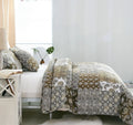 DaDa Bedding Bohemian Olive Brown Moroccan Paisley Floral Filigree Patchwork Cotton Bedspread Set (JHW-885) by DaDalogy Bedding Collection