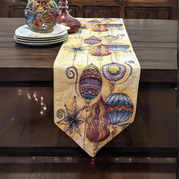 DaDa Bedding Bohemian Ornaments Colorful Holiday Lanterns Tapestry Dining Table Runner (14916) by DaDalogy Bedding Collection