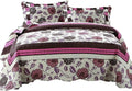 DaDa Bedding Bohemian Purple Blooms Floral Garden Pink Brown Bedspread Set (KBJ1629) by DaDalogy Bedding Collection