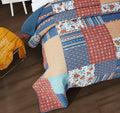 DaDa Bedding Bohemian Vibes Mediterranean Blue Floral Patchwork Quilted Bedspread Set (JHW878) by DaDalogy Bedding Collection