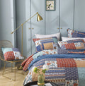 DaDa Bedding Bohemian Vibes Mediterranean Blue Floral Patchwork Quilted Bedspread Set (JHW878) by DaDalogy Bedding Collection