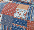 DaDa Bedding Bohemian Vibes Mediterranean Blue Floral Patchwork Quilted Bedspread Set (JHW878) by DaDalogy Bedding Collection