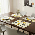 DaDa Bedding Botanical Floral Dining Table Placemats - Set of 4-Pieces Quilted Ivory with Yellow Fleur Golden Orange Spring Time Tulips - 13 x 19 by DaDalogy Bedding Collection