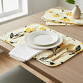 DaDa Bedding Botanical Floral Dining Table Placemats - Set of 4-Pieces Quilted Ivory with Yellow Fleur Golden Orange Spring Time Tulips - 13 x 19 by DaDalogy Bedding Collection