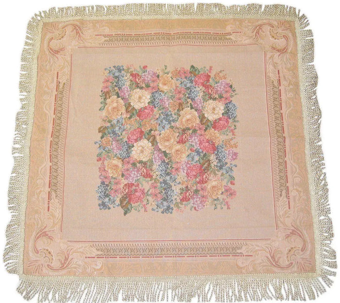 DaDa Bedding Breath of Spring Floral Beige Intricate Ornate Square Tapestry Table Cloth by DaDalogy Bedding Collection