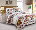DaDa Bedding Casablanca Garden Mediterranean Floral Red & White Quilted Bedspread Set (HS-11130) by DaDalogy Bedding Collection