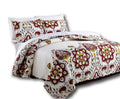 DaDa Bedding Casablanca Garden Mediterranean Floral Red & White Quilted Bedspread Set (HS-11130) by DaDalogy Bedding Collection