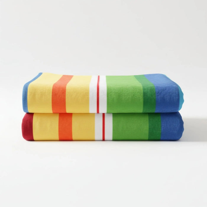 DaDa Bedding Colorful Striped Rainbow Reversible Plush Luxe Flannel Fleece Throw Blanket (XY9867) by DaDalogy Bedding Collection