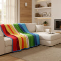 DaDa Bedding Colorful Striped Rainbow Reversible Plush Luxe Flannel Fleece Throw Blanket (XY9867) by DaDalogy Bedding Collection