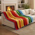 DaDa Bedding Colorful Striped Rainbow Reversible Plush Luxe Flannel Fleece Throw Blanket (XY9867) by DaDalogy Bedding Collection