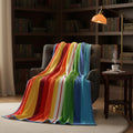 DaDa Bedding Colorful Striped Rainbow Reversible Plush Luxe Flannel Fleece Throw Blanket (XY9867) by DaDalogy Bedding Collection