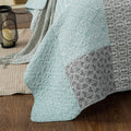 DaDa Bedding Contemporary Mint Green Grey Geometric Cotton Quilted Bedspread Set (JHW-804) by DaDalogy Bedding Collection