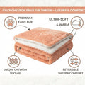DaDa Bedding Coral Peach Rose Faux Fur Sherpa Throw Blanket by DaDalogy Bedding Collection