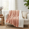 DaDa Bedding Coral Peach Rose Faux Fur Sherpa Throw Blanket