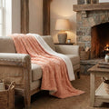 DaDa Bedding Coral Peach Rose Faux Fur Sherpa Throw Blanket by DaDalogy Bedding Collection