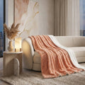 DaDa Bedding Coral Peach Rose Faux Fur Sherpa Throw Blanket by DaDalogy Bedding Collection