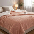 DaDa Bedding Coral Peach Rose Faux Fur Sherpa Throw Blanket by DaDalogy Bedding Collection