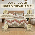 DaDa Bedding Cranberry Sage Floral Chevron Duvet Cover Set by DaDalogy Bedding Collection