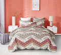 DaDa Bedding Cranberry Sage Floral Chevron Quilt Set - Lightweight Bedspread by DaDalogy Bedding Collection