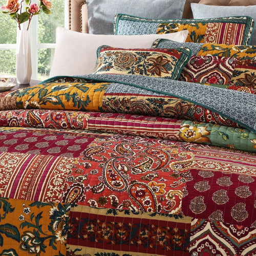 DaDa Bedding Dark Elegance Bohemian Floral Cotton Patchwork Bedspread Set (JHW-550) by DaDalogy Bedding Collection
