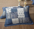 DaDa Bedding Denim Blue Elegance Floral Patchwork Farmhouse Pillow Sham (JHW660) by DaDalogy Bedding Collection