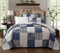 DaDa Bedding Denim Blue Patchwork Cotton Quilt Set by DaDalogy Bedding Collection