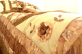 DaDa Bedding Diamond of Night Brown Beige Floral Stars Ruffles Comforter Set (BM915L) by DaDalogy Bedding Collection