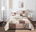 DaDa Bedding Dusty Rose Taupe Beige Brown Floral Cottage Patchwork Quilted Bedspread Set (JHW-866) by DaDalogy Bedding Collection