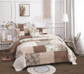 DaDa Bedding Dusty Rose Taupe Beige Brown Floral Cottage Patchwork Quilted Bedspread Set (JHW-866) by DaDalogy Bedding Collection