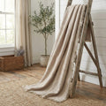 DaDa Bedding Elegant Fringed Cotton Quilted Throw Blanket - Luxurious Solid Soft Paisley Pattern, Cozy Lightweight Lap Throw, Perfect for Couch or Bed, Neutral Sandy Taupe Tan Beige, 50x60 Inches by DaDalogy Bedding Collection