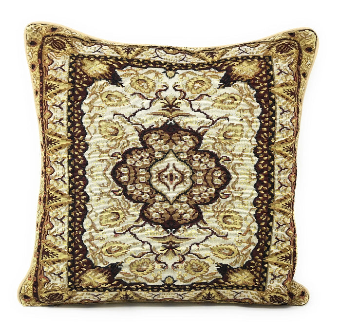 DaDa Bedding Elegant Golden Persian Style Rug Floral Tapestry Throw Pillow Covers 16" x 16" by DaDalogy Bedding Collection
