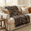 DaDa Bedding Elegant Tapestry Throw Blanket, Ethnic Ornaments Geometric Black - 50” x 60” (7174) by DaDalogy Bedding Collection